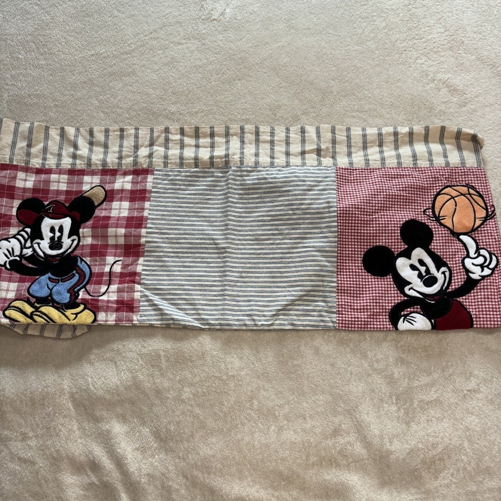 Disney Sports Mickey Window Valance Curtain 56x13 Pie Eyed Mickey Mouse Theme
